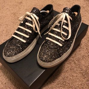 Yves Saint Laurent Bedford Glitter Black Shoes 8